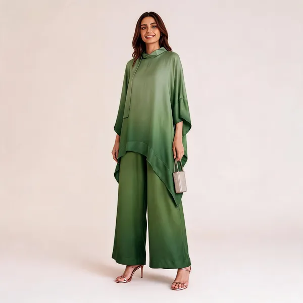 Green_Muslin_Relaxed_Asymmetric_Top_Wide_Leg_Co_Ord_Set_For_Women