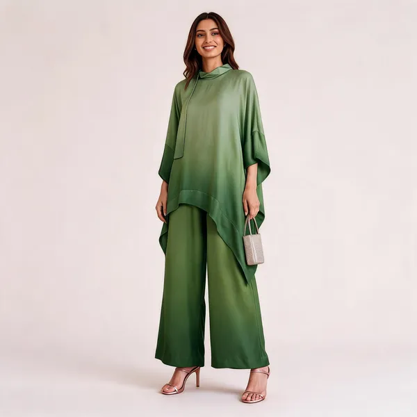 Green_Muslin_Relaxed_Asymmetric_Top_Wide_Leg_Co_Ord_Set_For_Women