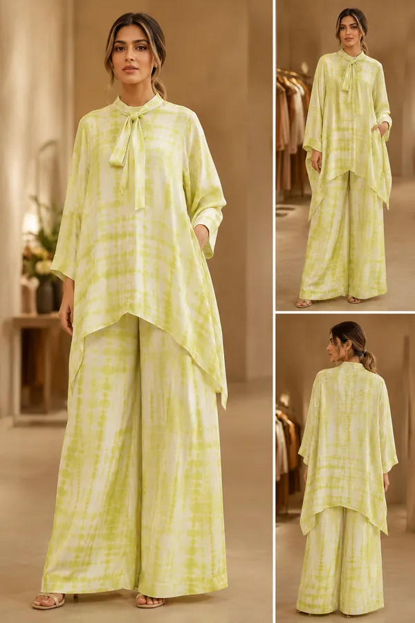 Lime_Satin_Abstract_Print_Kurta_Wide_Leg_Co_Ord_Set_For_Women