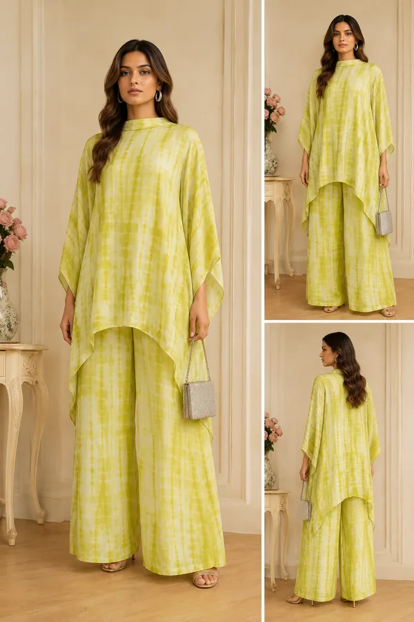 Lime_Satin_Tie_Dye_High_Low_Kurta_Palazzo_Co_Ord_Set_For_Women