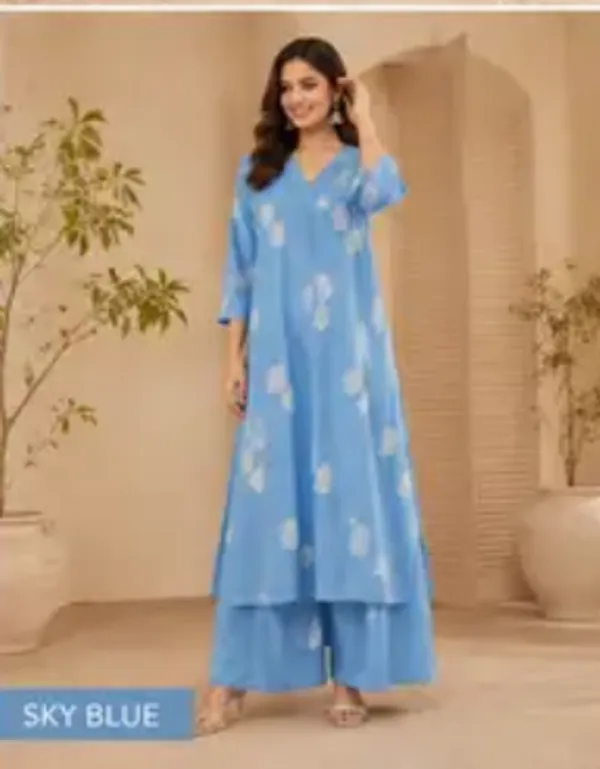 Sky_Blue_Cotton_Straight_Kurta_Palazzo_Co_Ord_Set_For_Women