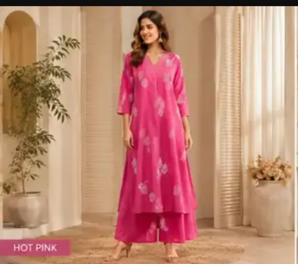 Hot_Pink_Cotton_Printed_Kurta_Palazzo_Co_Ord_Set_For_Women