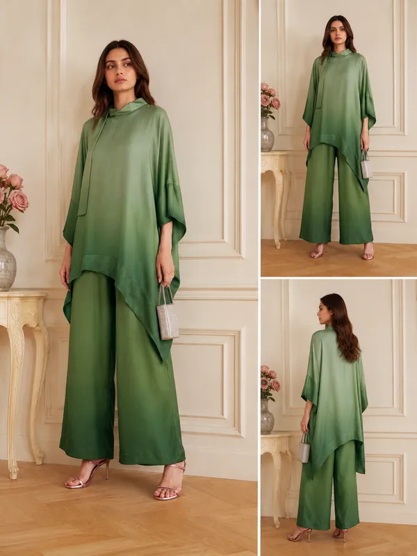 Green_Muslin_Relaxed_Asymmetric_Top_Wide_Leg_Co_Ord_Set_For_Women