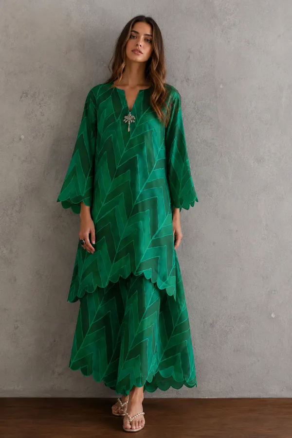 Green_Georgette_Geometric_Print_Kurta_Palazzo_Co_Ord_Set_For_Women