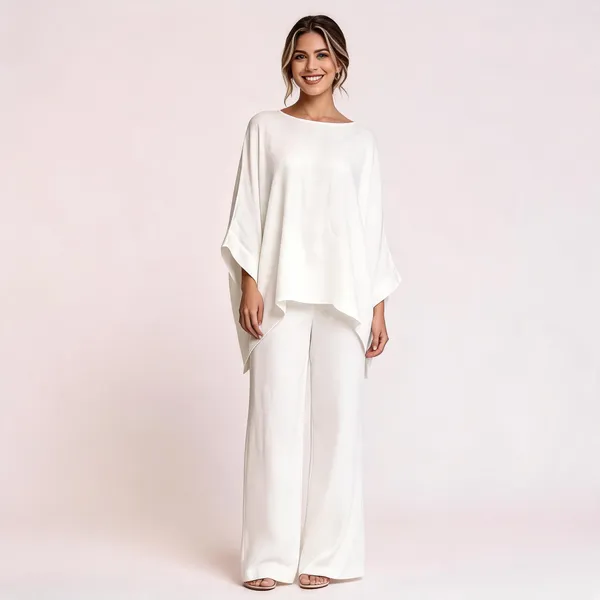 White_Muslin_Relaxed_Poncho_Style_Co_Ord_Set_For_Women