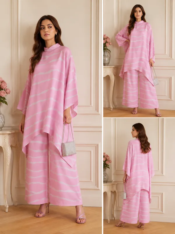 Pink_Muslin_Striped_High_Neck_Wide_Leg_Co_Ord_Set_For_Women