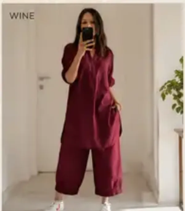 Wine_Cotton_Relaxed_Wide_Leg_Co_Ord_Set_For_Women