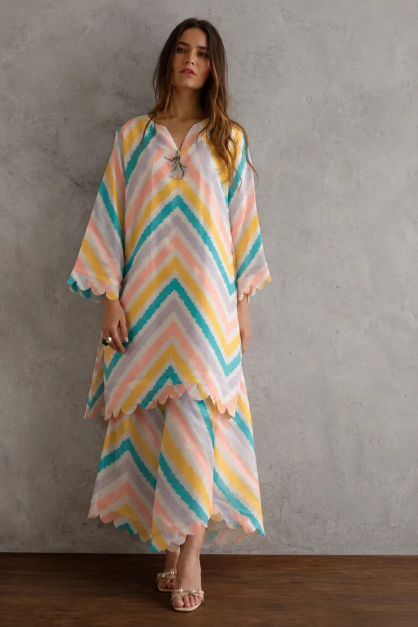 Multicolour_Muslin_Chevron_Print_Kurta_Wide_Leg_Co_Ord_Set_For_Women