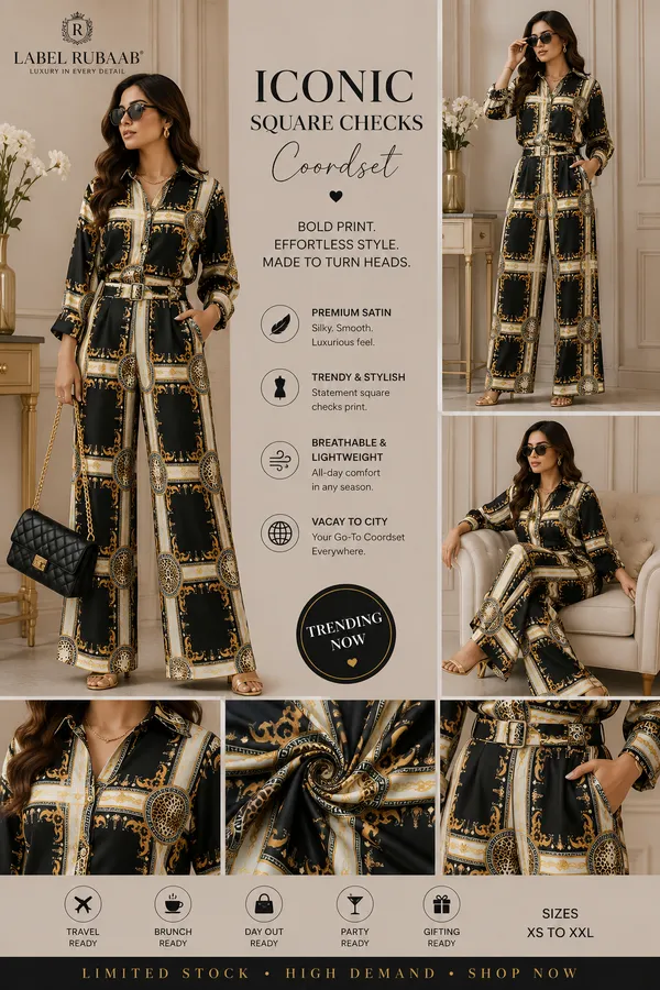 Black_American_Crepe_Checks_Chain_Print_Wide_Leg_Co_Ord_Set_For_Women