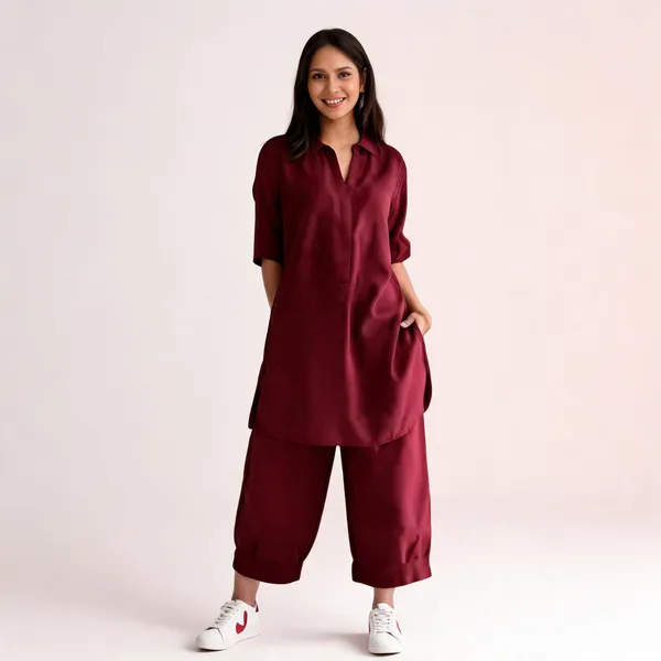 Wine_Cotton_Relaxed_Wide_Leg_Co_Ord_Set_For_Women