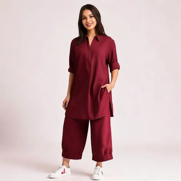 Wine_Cotton_Relaxed_Wide_Leg_Co_Ord_Set_For_Women
