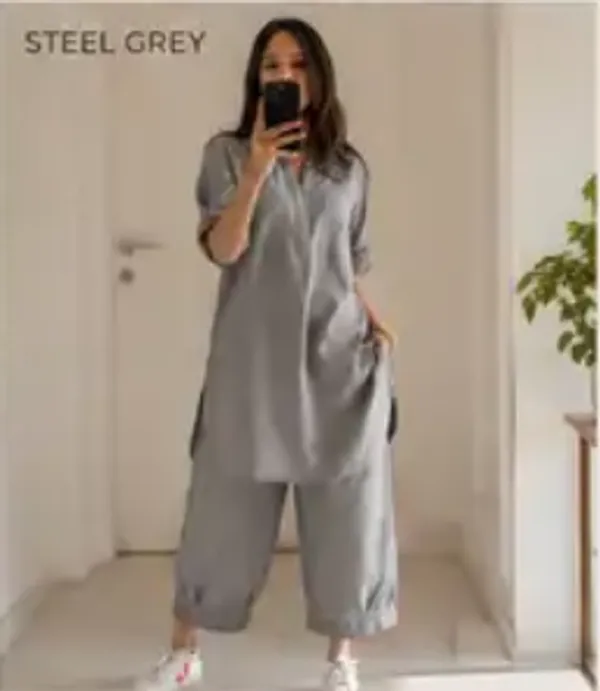 Steel_Grey_Cotton_Relaxed_Tunic_Co_Ord_Set_For_Women
