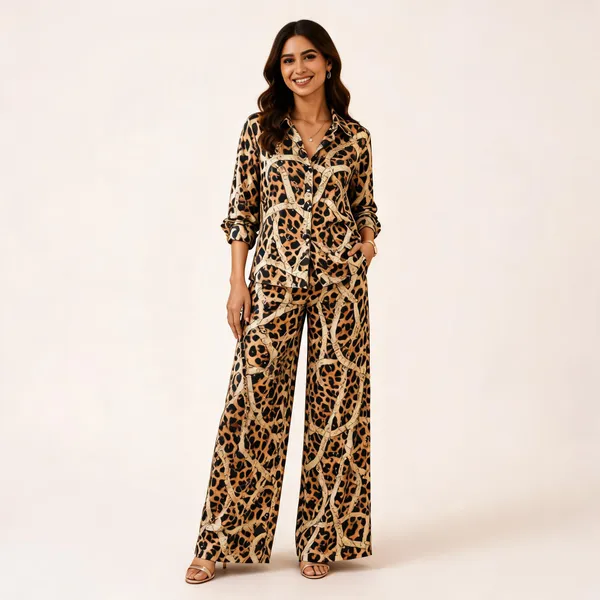 Brown_Satin_Relaxed_Animal_Print_Co_Ord_Set_For_Women