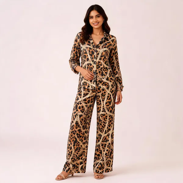 Brown_Satin_Relaxed_Animal_Print_Co_Ord_Set_For_Women