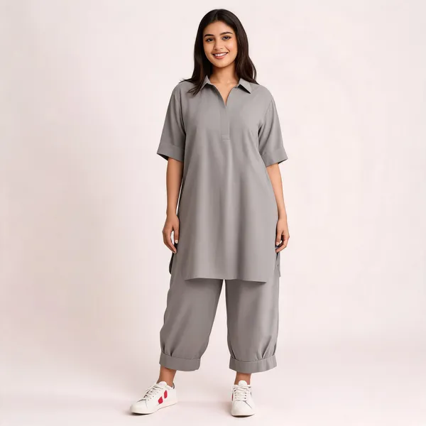 Steel_Grey_Cotton_Relaxed_Tunic_Co_Ord_Set_For_Women