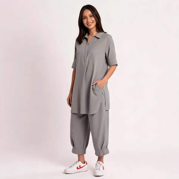 Steel_Grey_Cotton_Relaxed_Tunic_Co_Ord_Set_For_Women