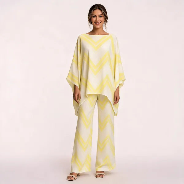 Yellow_Muslin_Relaxed_Poncho_Wide_Leg_Co_Ord_Set_For_Women