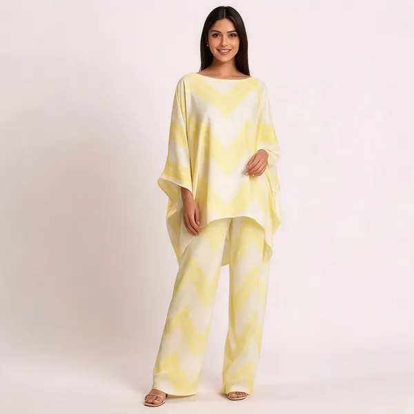 Yellow_Muslin_Relaxed_Poncho_Wide_Leg_Co_Ord_Set_For_Women