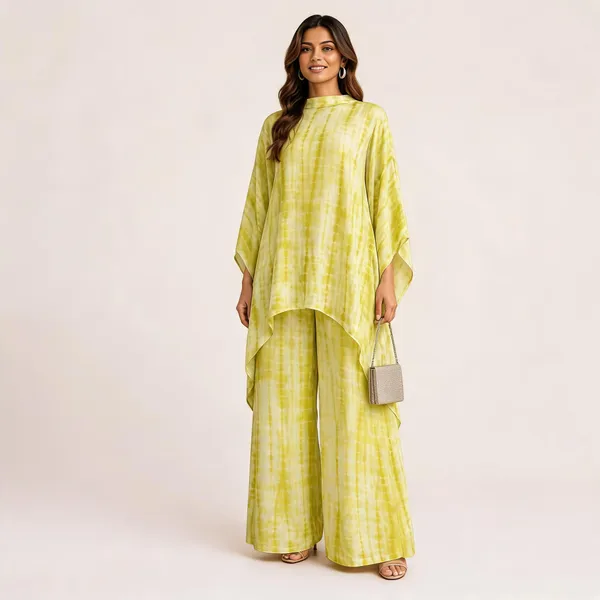 Lime_Satin_Tie_Dye_High_Low_Kurta_Palazzo_Co_Ord_Set_For_Women