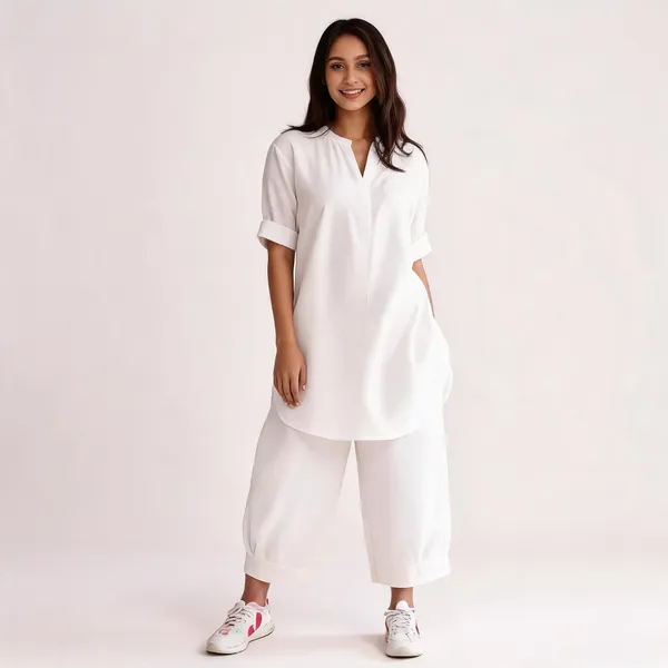 White_Cotton_Relaxed_Shirt_Wide_Leg_Co_Ord_Set_For_Women