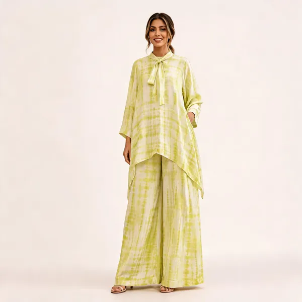 Lime_Satin_Abstract_Print_Kurta_Wide_Leg_Co_Ord_Set_For_Women