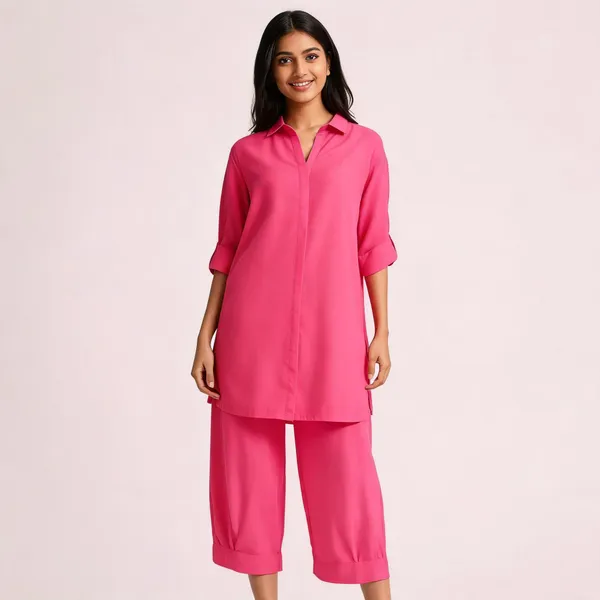 Hot_Pink_Cotton_Relaxed_Wide_Leg_Jumpsuit_For_Women