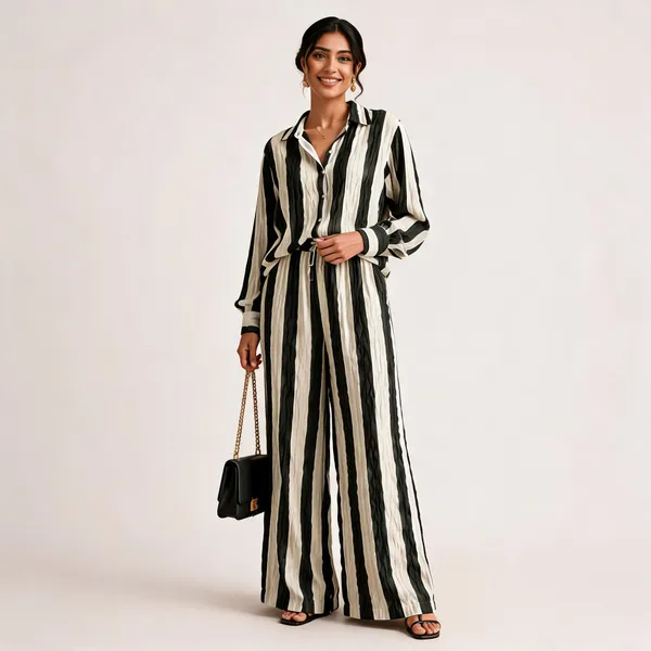 Black_Satin_Striped_Relaxed_Shirt_Co_Ord_Set_For_Women