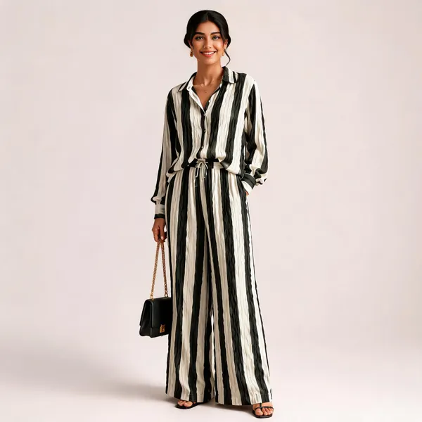 Black_Satin_Striped_Relaxed_Shirt_Co_Ord_Set_For_Women