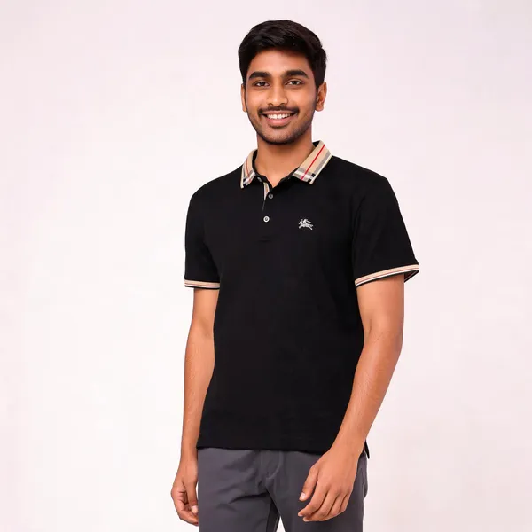 Black_Cotton_Blend_Textured_Regular_Fit_Polo_T-Shirt_For_Men