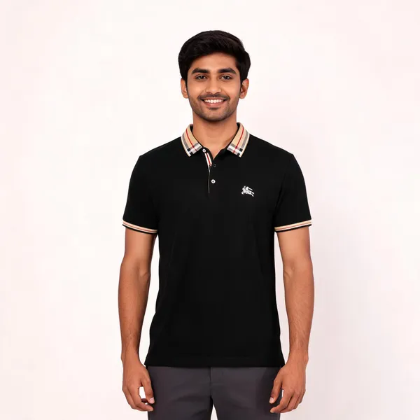 Black_Cotton_Blend_Textured_Regular_Fit_Polo_T-Shirt_For_Men