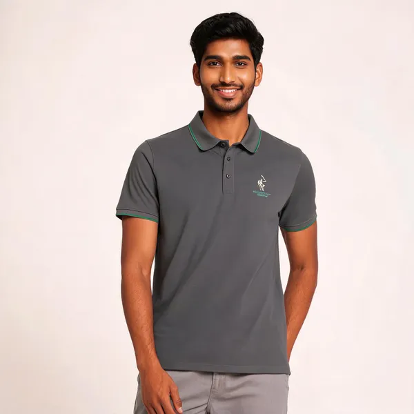 Grey_Cotton_Blend_Embroidered_Regular_Fit_Polo_T-Shirt_For_Men