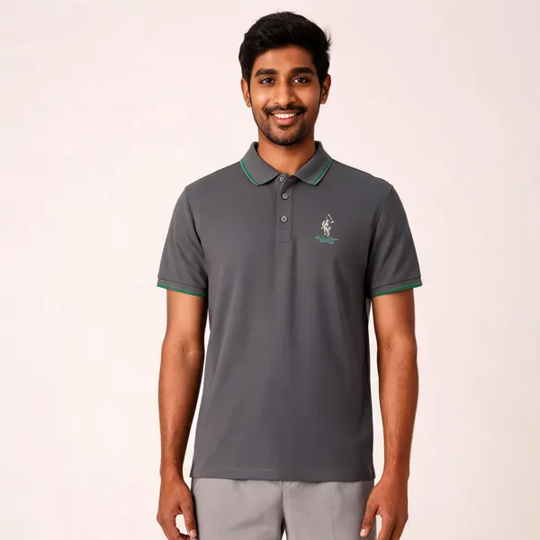 Grey_Cotton_Blend_Embroidered_Regular_Fit_Polo_T-Shirt_For_Men