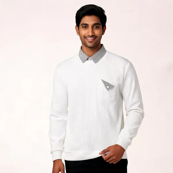 White_Cotton_Blend_Ribbed_Regular_Fit_Collared_Pullover_For_Men