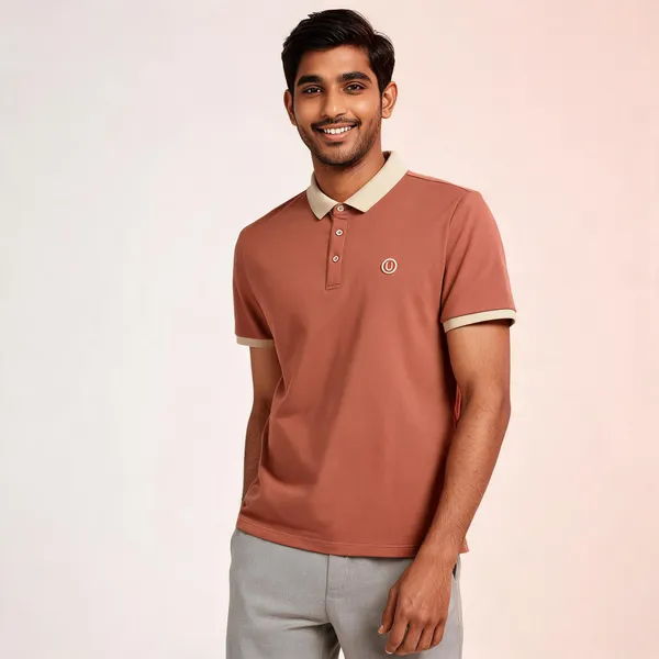 Rust_Cotton_Blend_Contrast_Collar_Polo_T-Shirt_For_Men