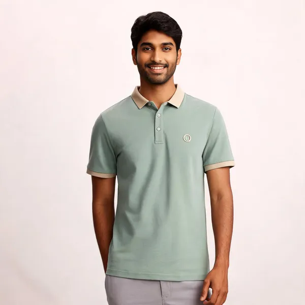 Mint_Green_Cotton_Blend_Contrast_Collar_Polo_T-Shirt_For_Men