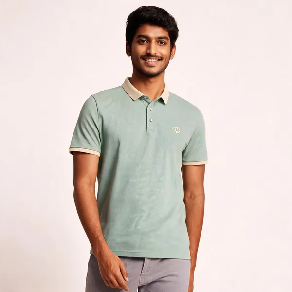 Mint_Green_Cotton_Blend_Contrast_Collar_Polo_T-Shirt_For_Men