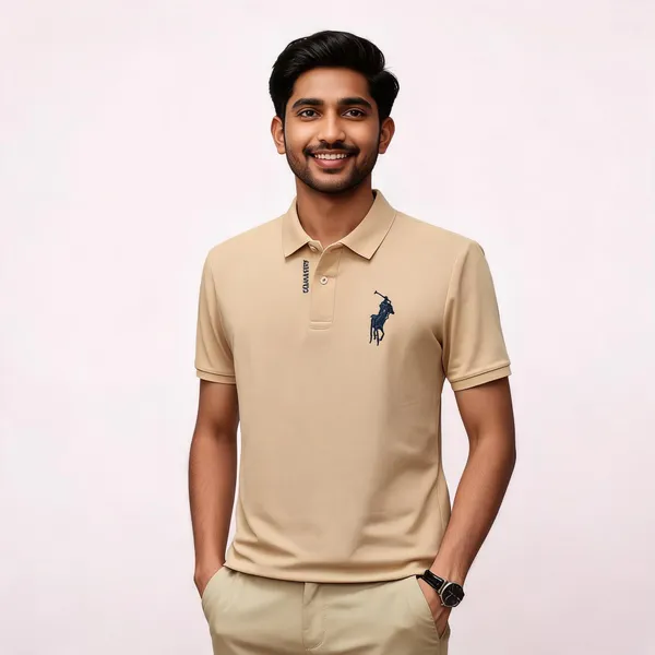 Beige_Cotton_Blend_Pique_Regular_Fit_Polo_T-Shirt_For_Men