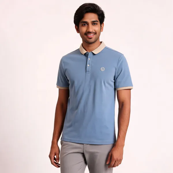 Blue_Cotton_Blend_Contrast_Collar_Polo_T-Shirt_For_Men