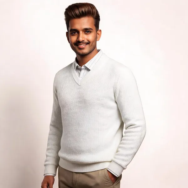 White_Cotton_Blend_Ribbed_Regular_Fit_Collared_Sweater_For_Men