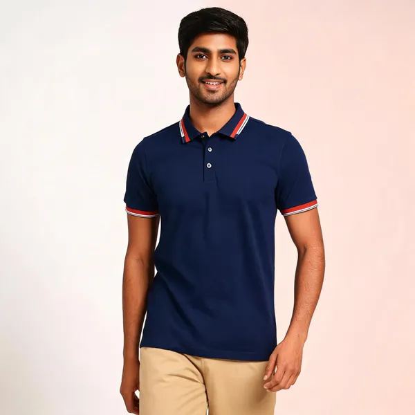 Navy_Cotton_Blend_Classic_Polo_T-Shirt_For_Men