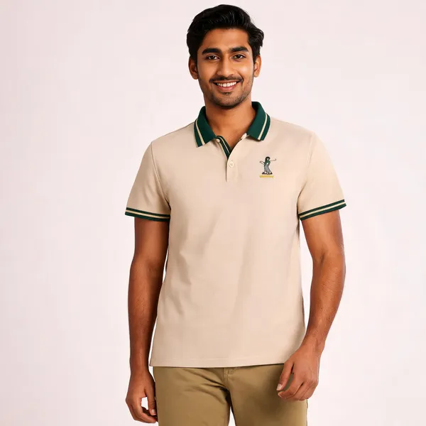 Cream_Cotton_Blend_Regular_Fit_Polo_T-Shirt_For_Men