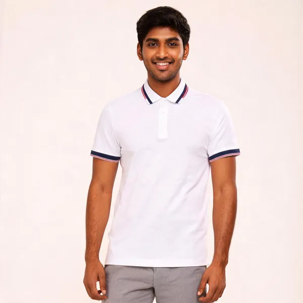 White_Cotton_Blend_Regular_Fit_Polo_T-Shirt_For_Men