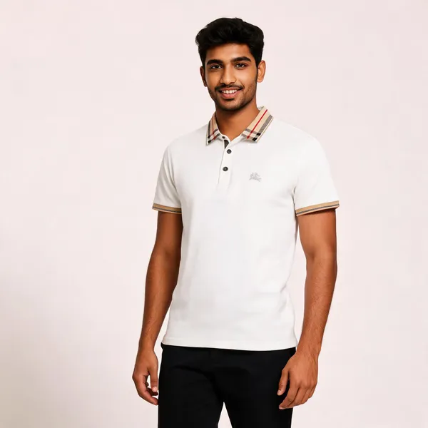 White_Cotton_Blend_Textured_Regular_Fit_Polo_T-Shirt_For_Men