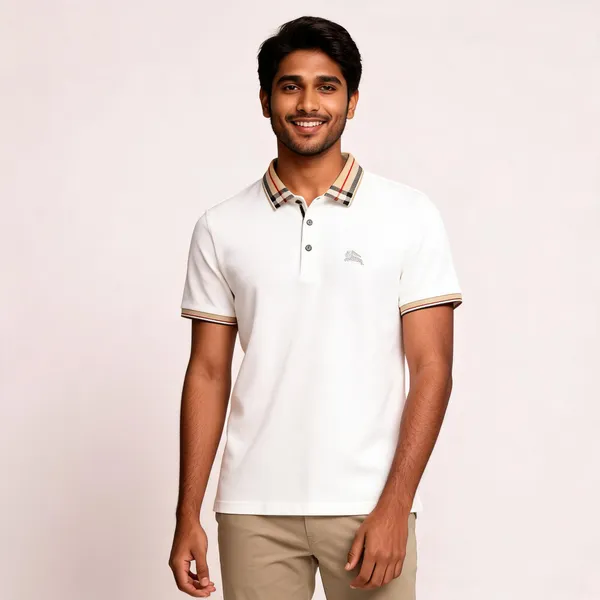 White_Cotton_Blend_Textured_Regular_Fit_Polo_T-Shirt_For_Men