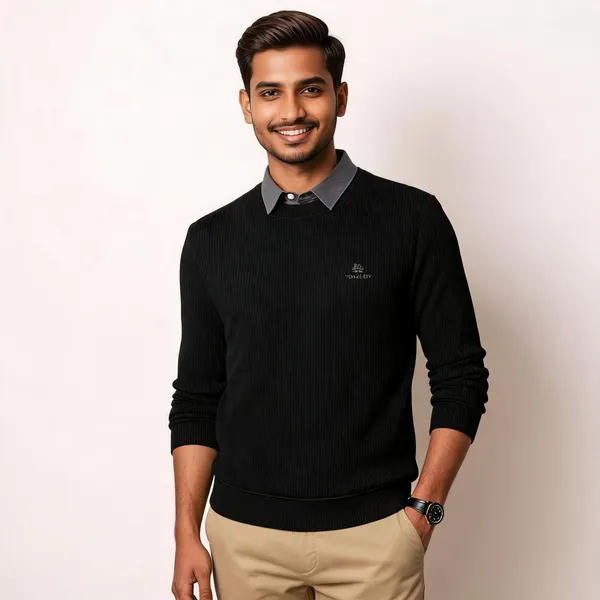 Black_Cotton_Blend_Collared_Regular_Fit_Pullover_Sweater_For_Men