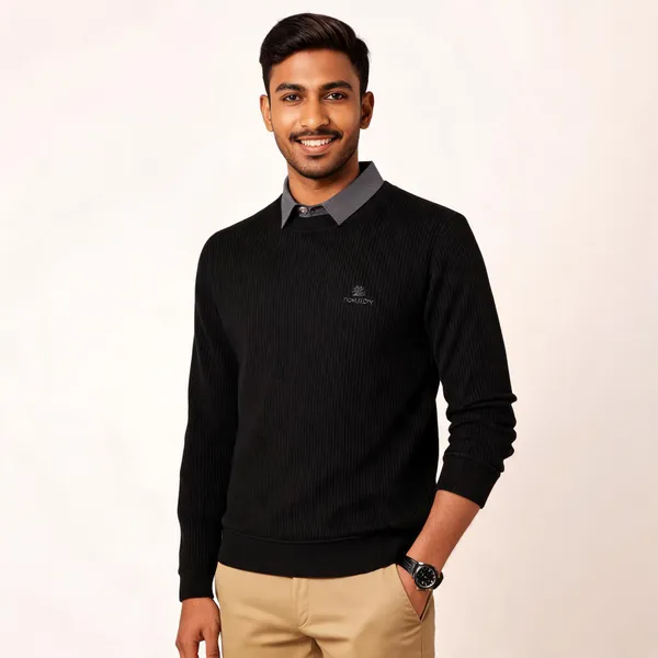 Black_Cotton_Blend_Collared_Regular_Fit_Pullover_Sweater_For_Men