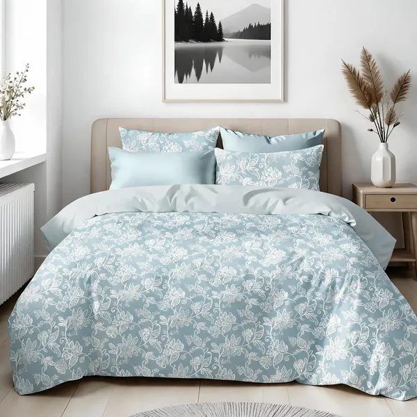 Light_Blue_100%_Cotton_Bedsheet_Set_For_Home_Decor