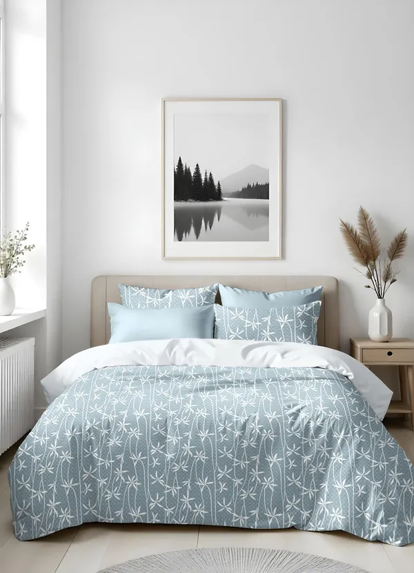 Blue_Botanical_Print_King_Size_Bedsheet_With_Pillow_Covers