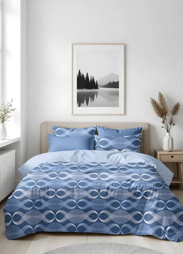 Blue_Contemporary_Geometric_Pattern_King_Size_Bedsheet_With_Pillow_Covers