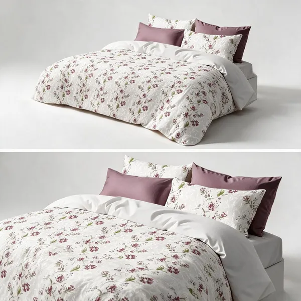 White_&_Mauve_100%_Cotton_Bedsheet_Set_For_Home_Decor